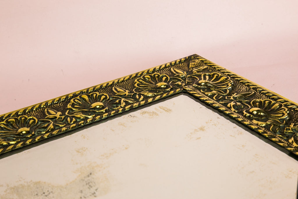 Wall brass framed mirror