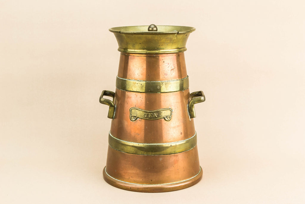 Banded copper tea box