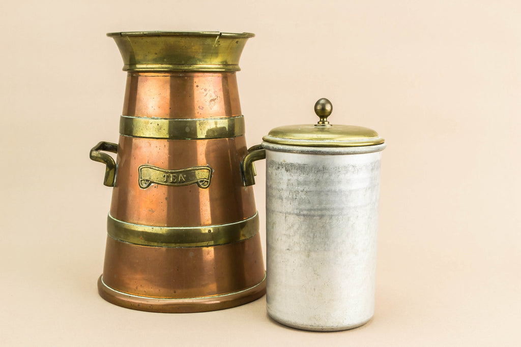 Banded copper tea box