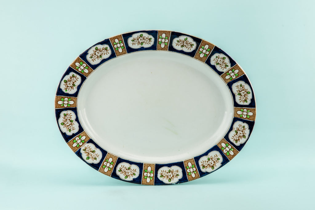 Flow blue serving platter