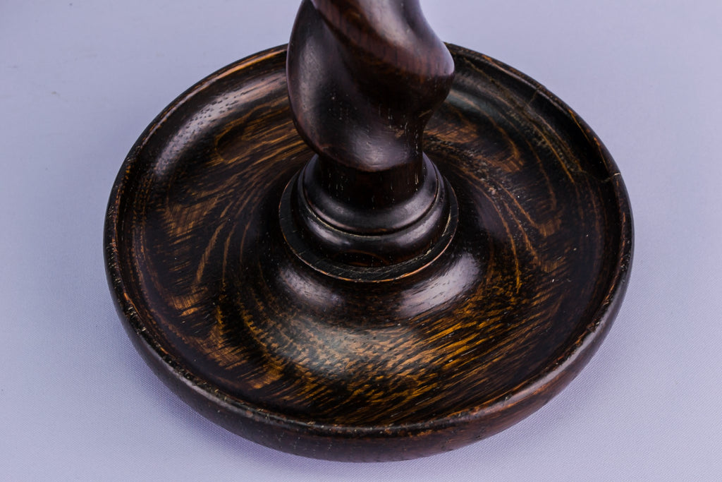 2 tall oak candlesticks