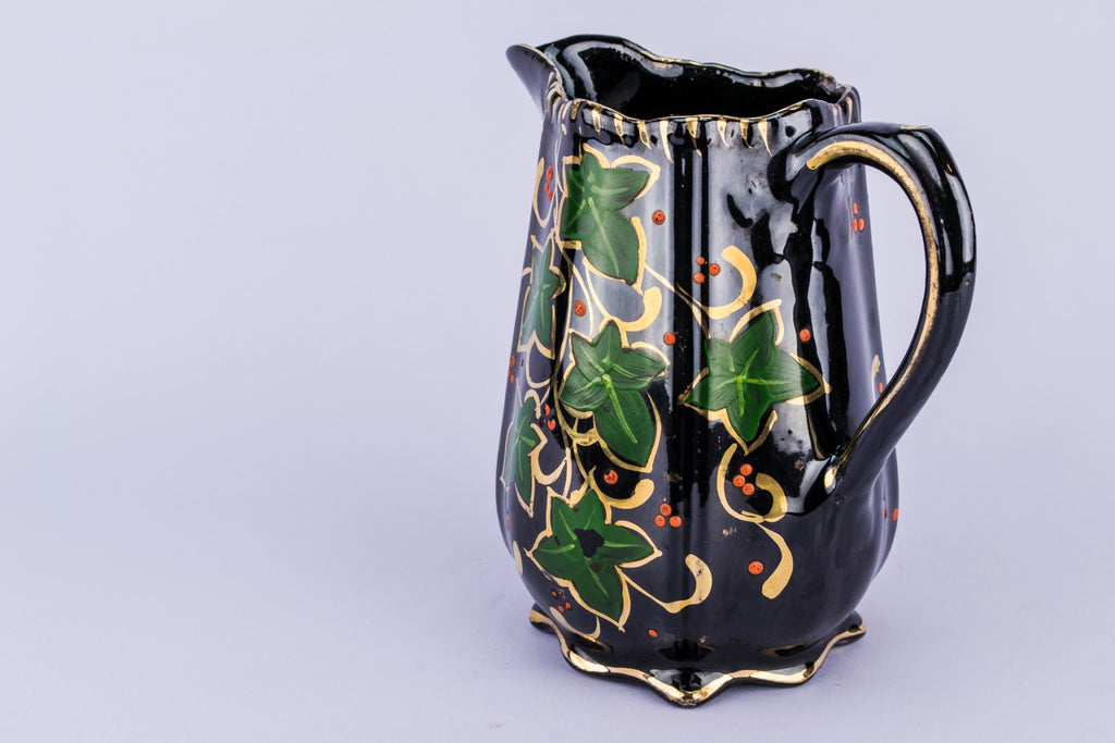 Small black floral jug