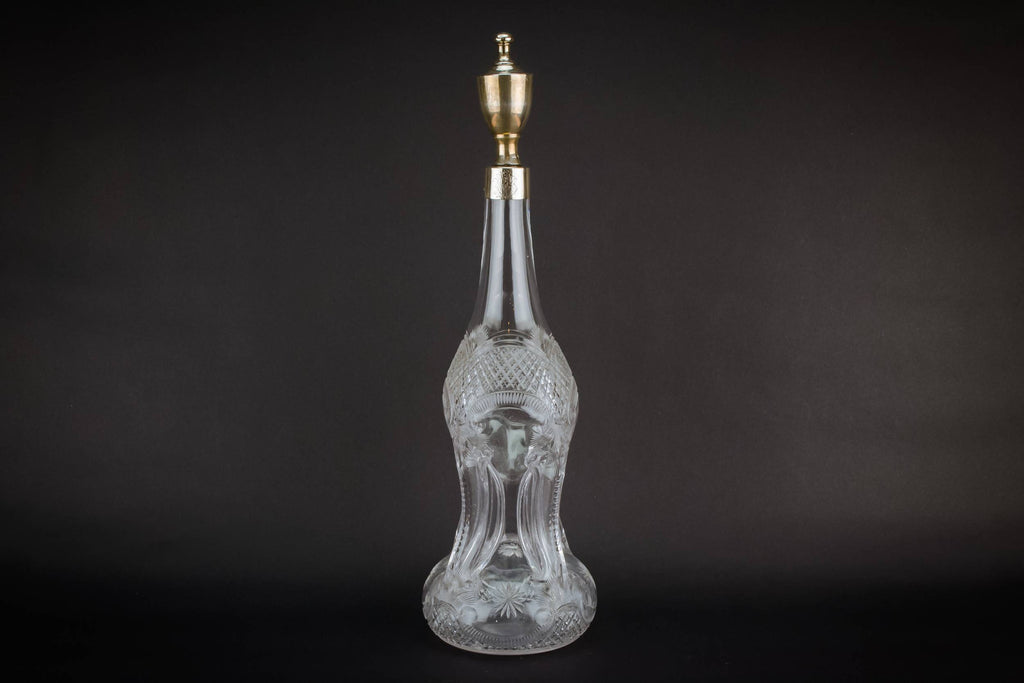 Tall glass & silver decanter by Lavish Shoestring