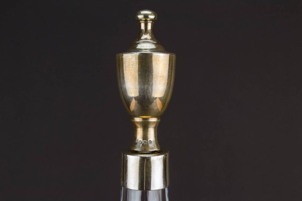 Tall glass & silver decanter by Lavish Shoestring