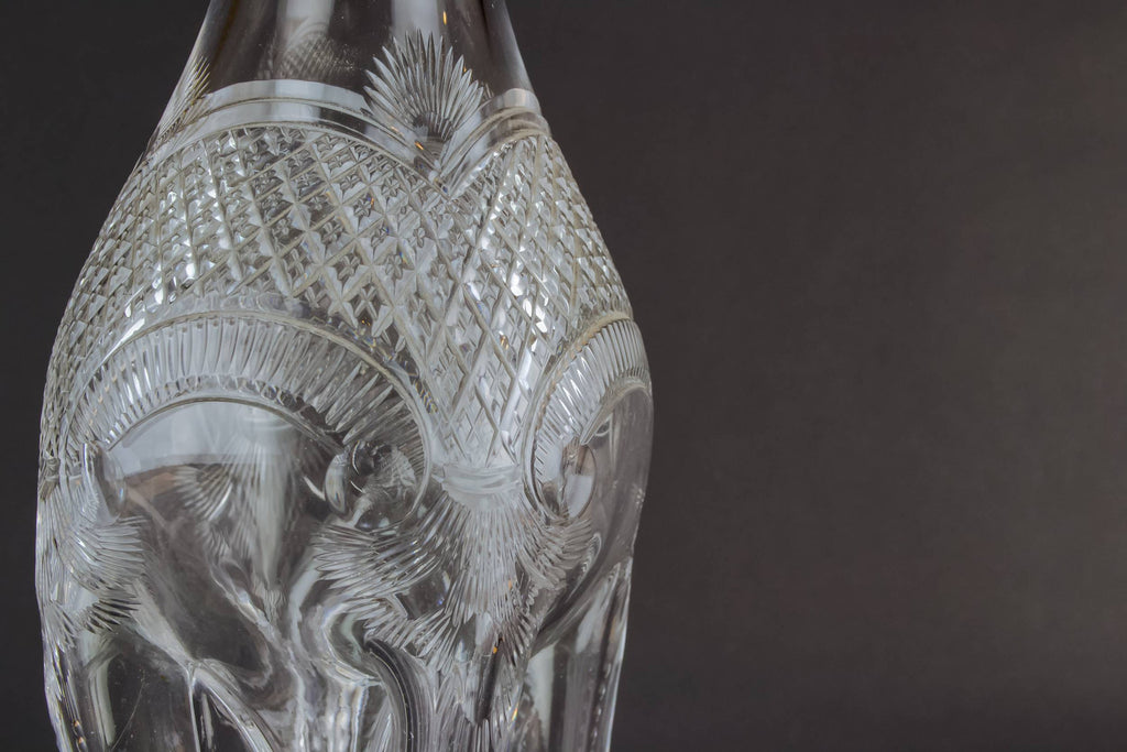 Tall glass & silver decanter by Lavish Shoestring