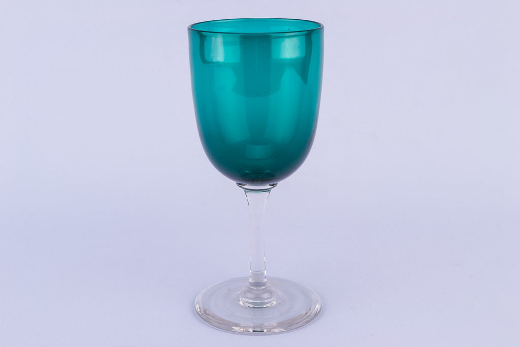 6 green port glasses