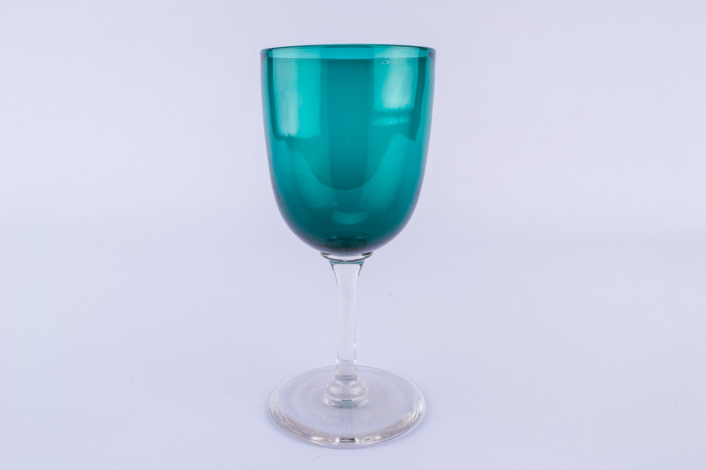 6 green port glasses