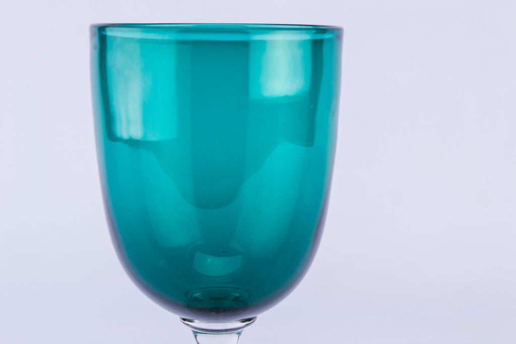 6 green port glasses
