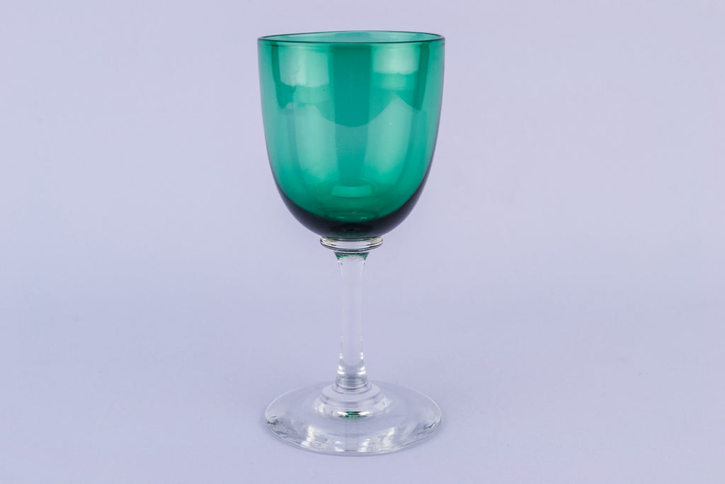 6 green dessert wine glasses
