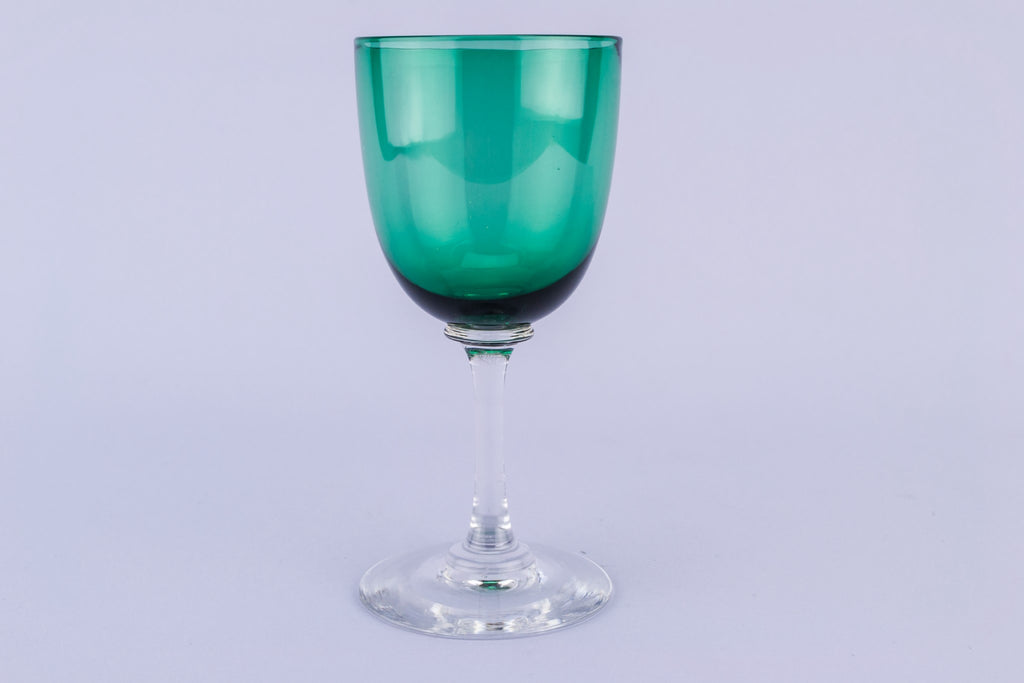 6 green dessert wine glasses
