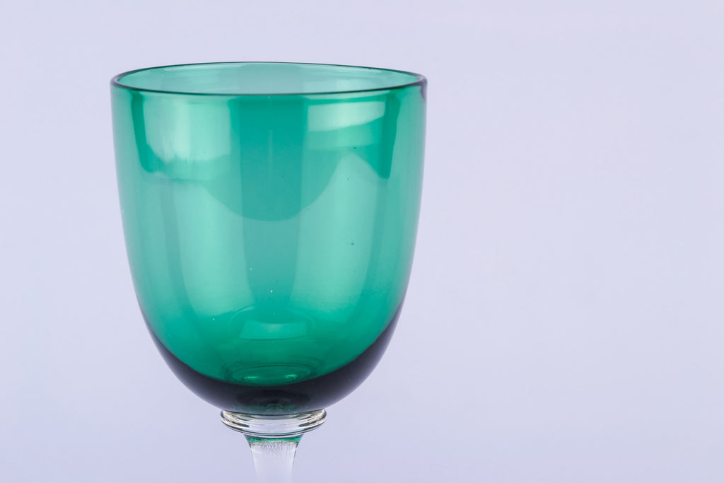 6 green dessert wine glasses