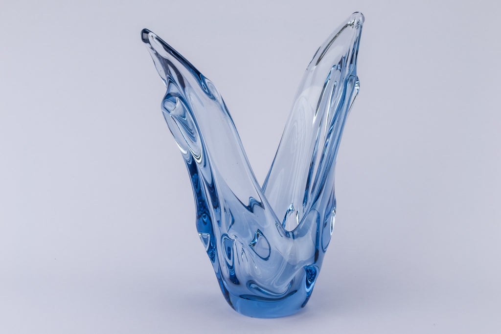 Modernist blue glass bowl