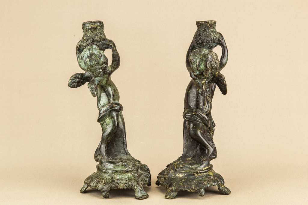 2 cherub candlesticks