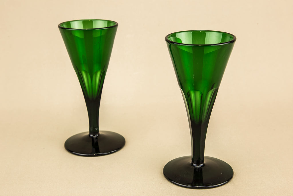 2 green port glasses