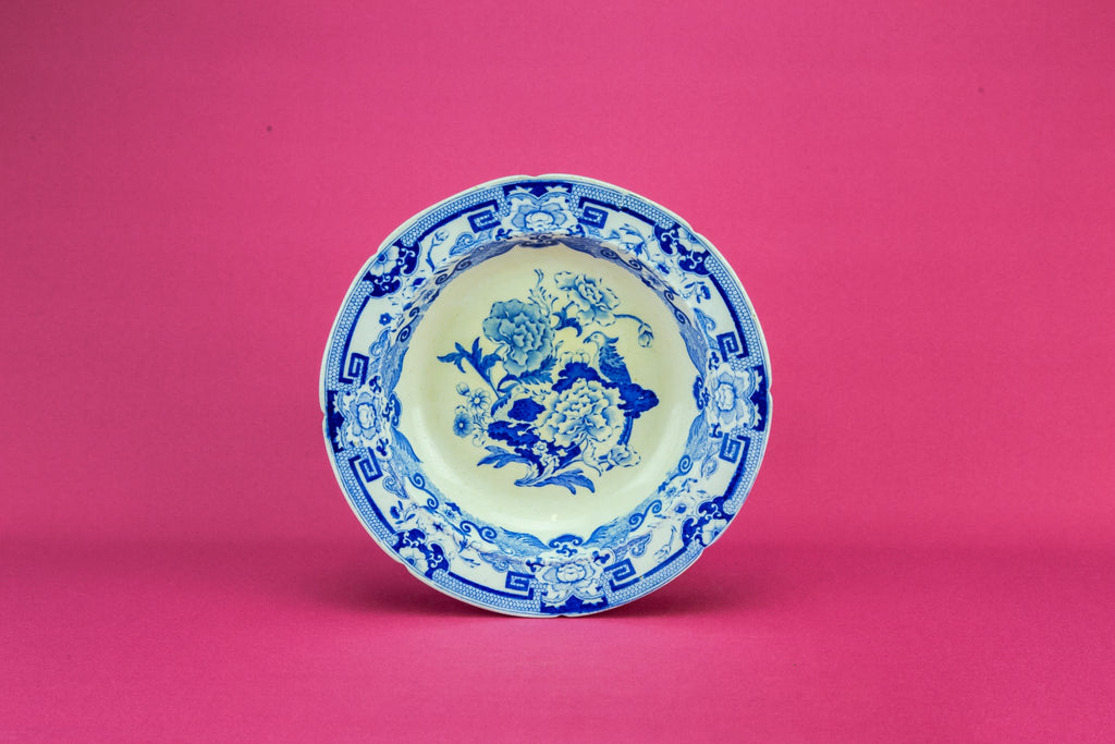 Floral blue and white dish