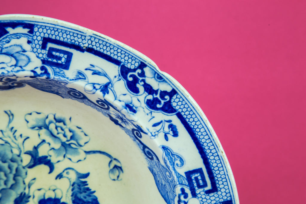 Floral blue and white dish