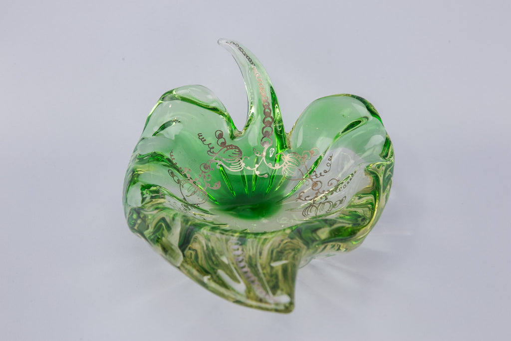 Green glass bowl