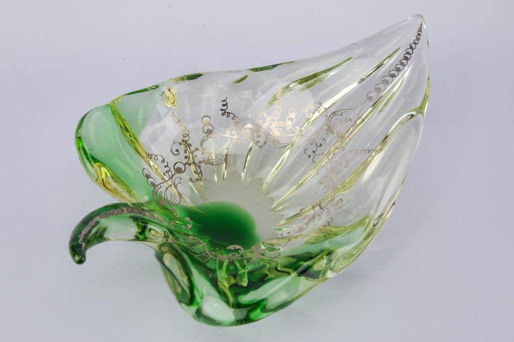 Green glass bowl
