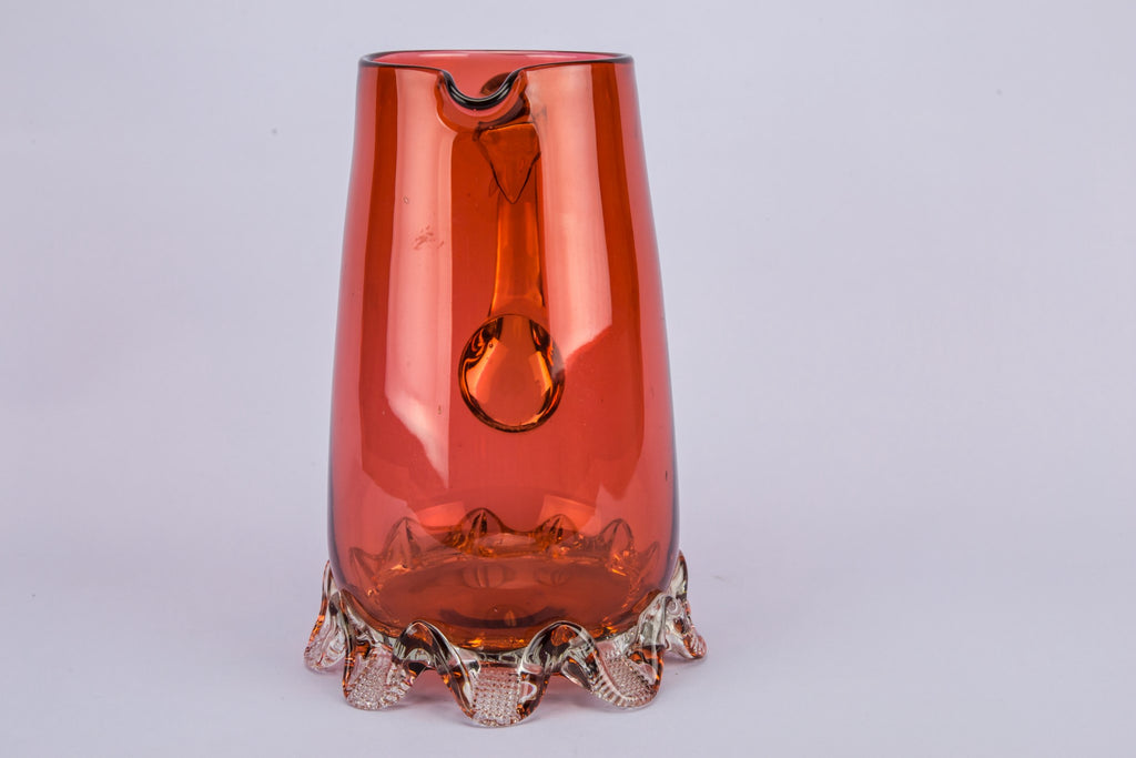 Red glass water jug