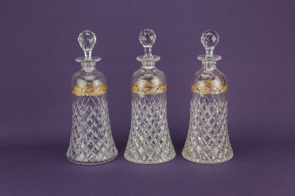 3 cut glass decanters
