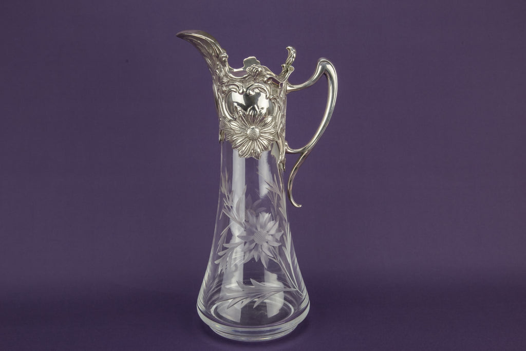 Glass silver plated wine jug