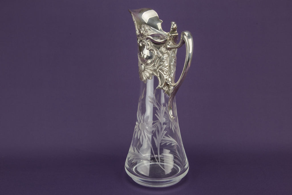 Glass silver plated wine jug