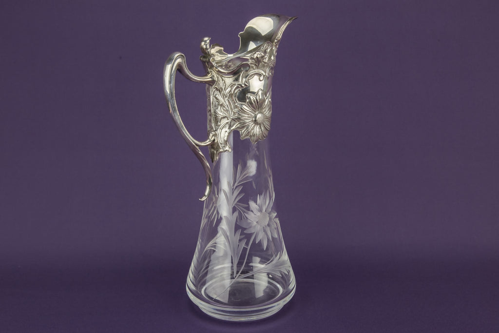 Glass silver plated wine jug