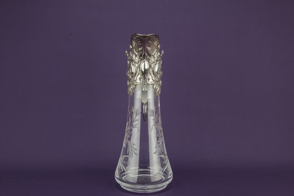 Glass silver plated wine jug