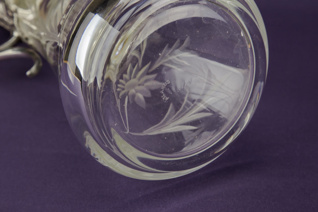 Glass silver plated wine jug