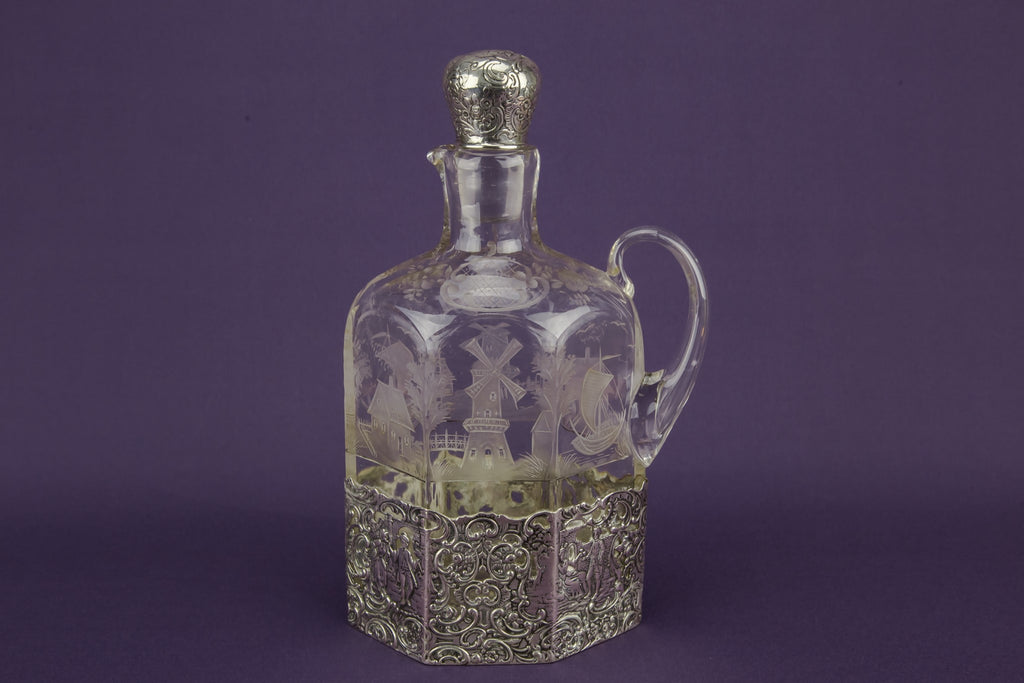 Glass and silver decanter