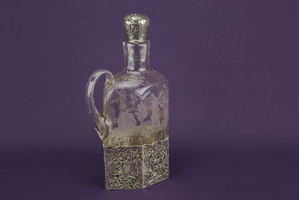 Glass and silver decanter