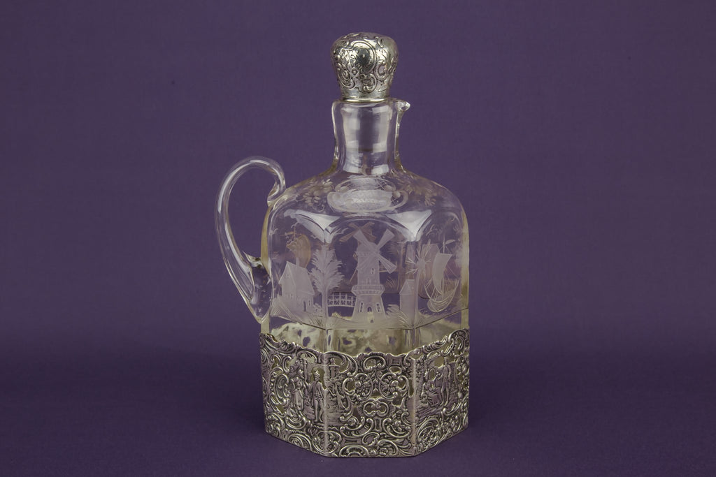 Glass and silver decanter