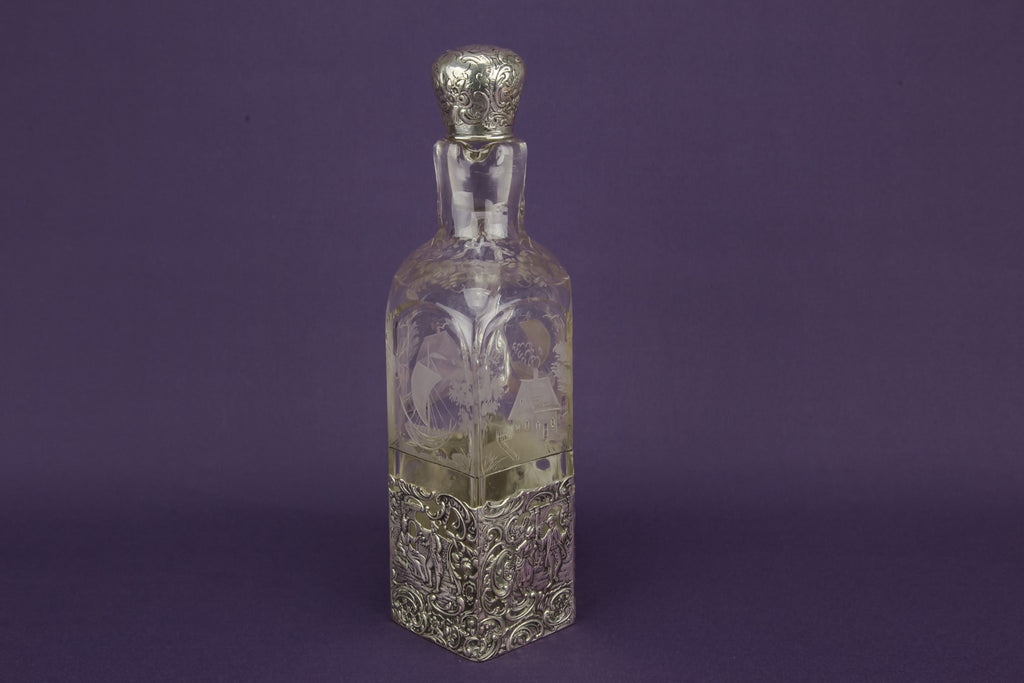 Glass and silver decanter