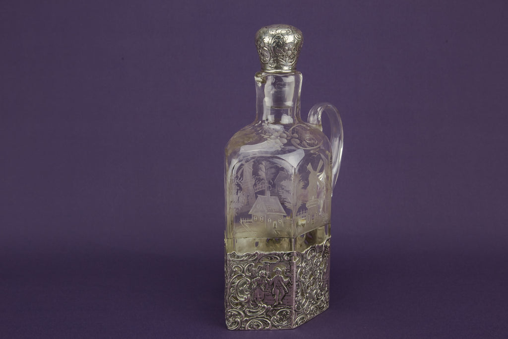 Glass and silver decanter