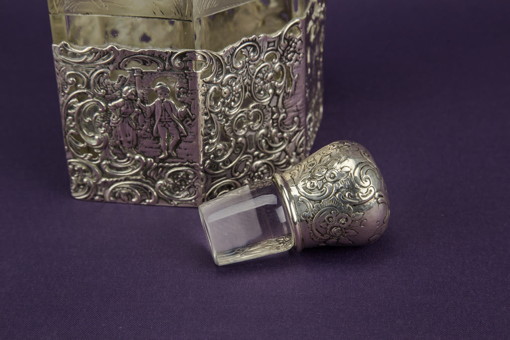Glass and silver decanter