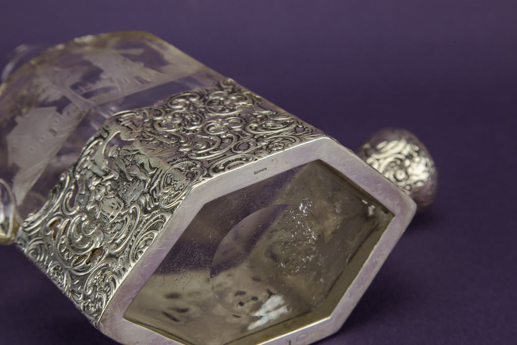 Glass and silver decanter
