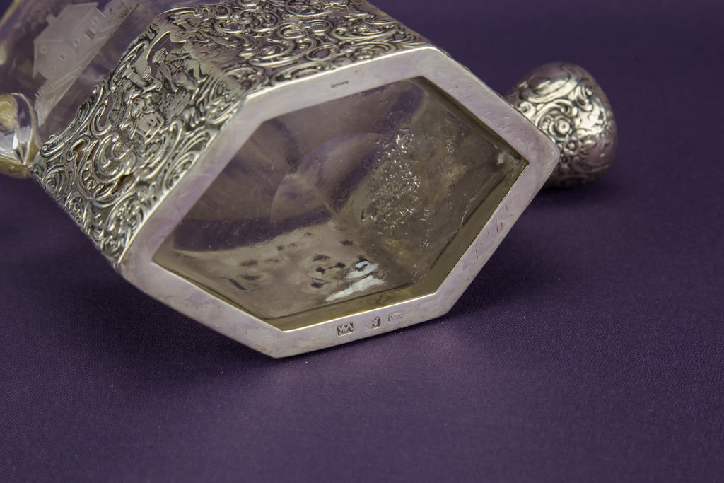 Glass and silver decanter