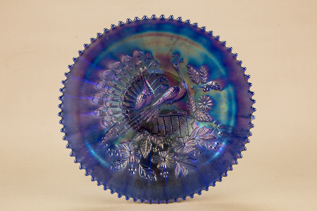 Carnival glass peacock bowl