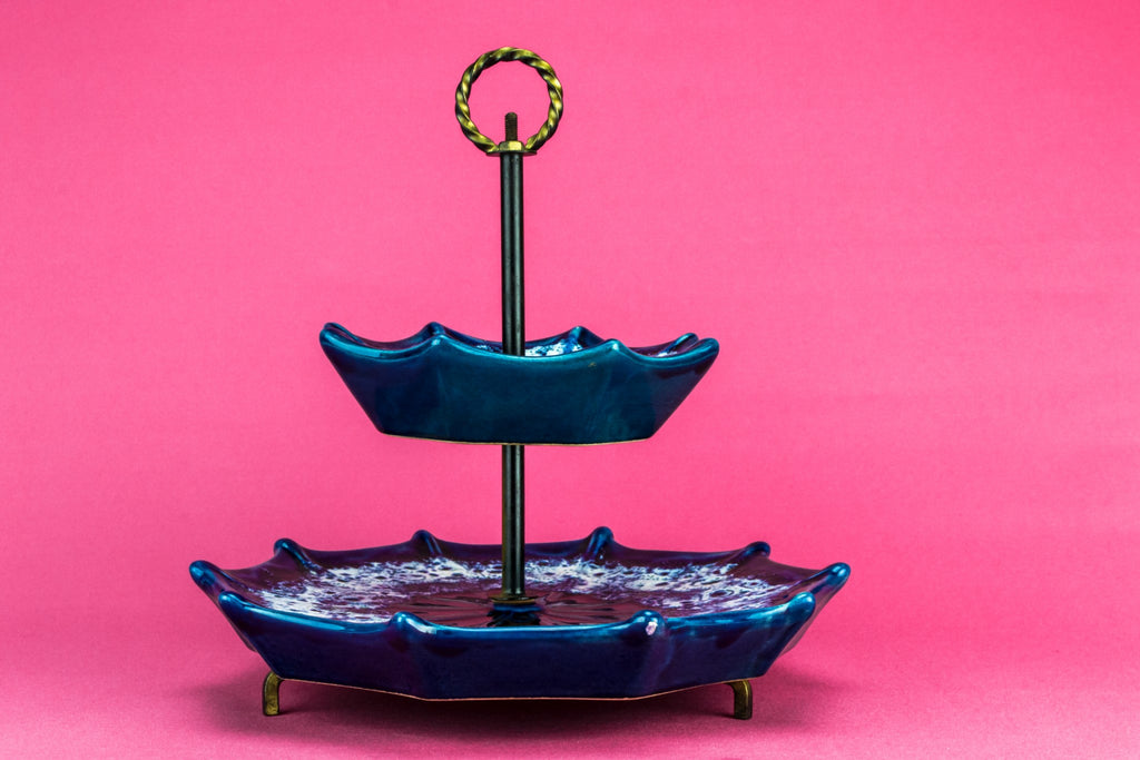 Vallauris pottery cake stand