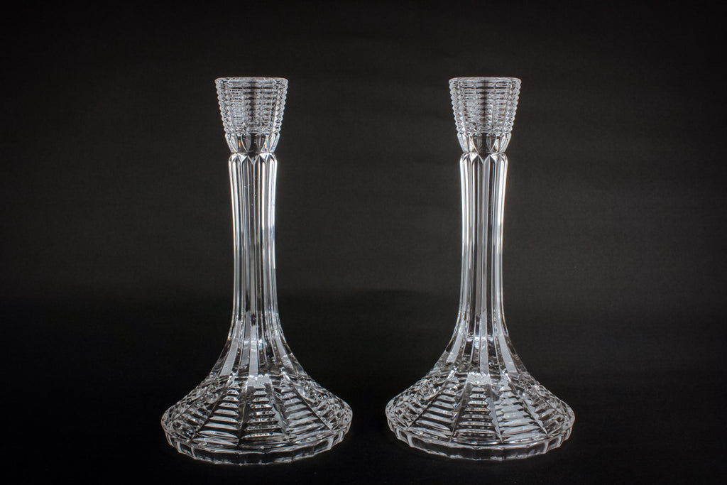 2 Modernist glass candlesticks