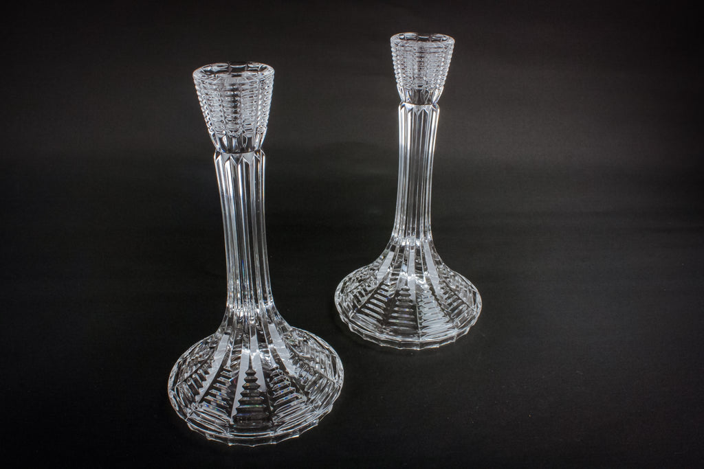 2 Modernist glass candlesticks