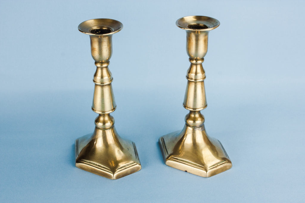 2 brass medium candlesticks