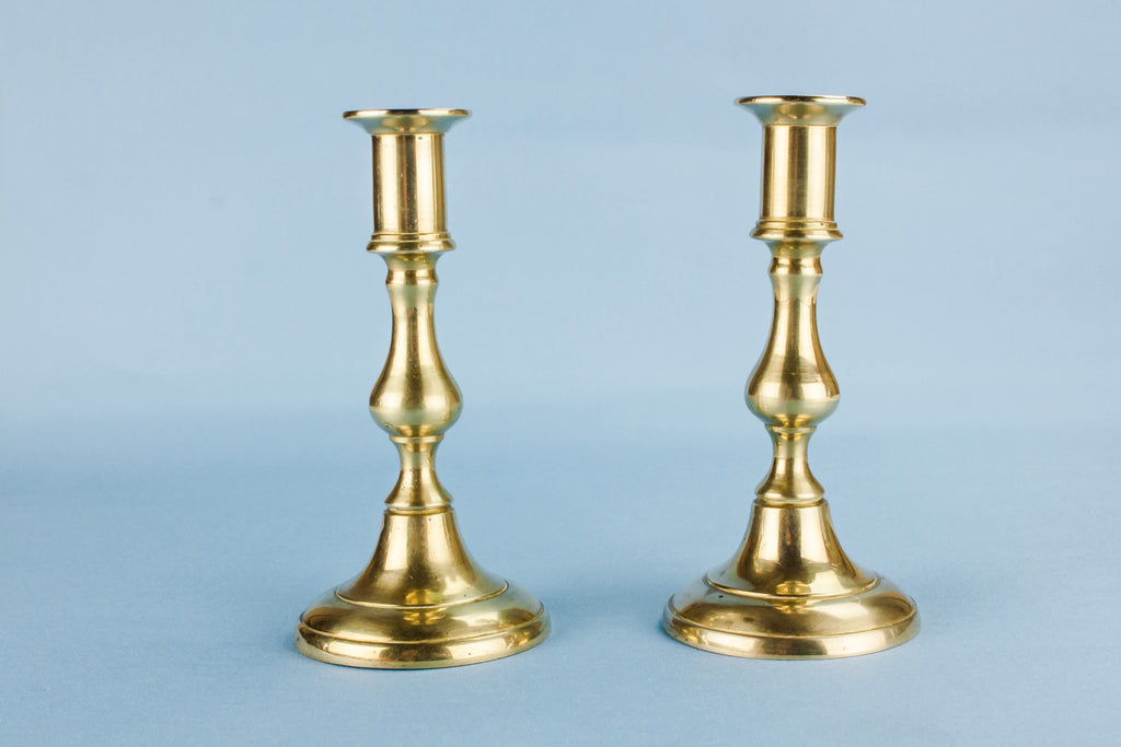 2 brass small candlesticks