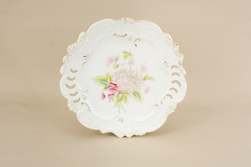 Floral porcelain cake plate