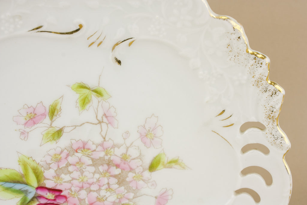 Floral porcelain cake plate