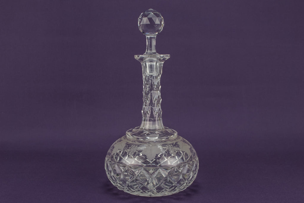 Globular cut glass decanter
