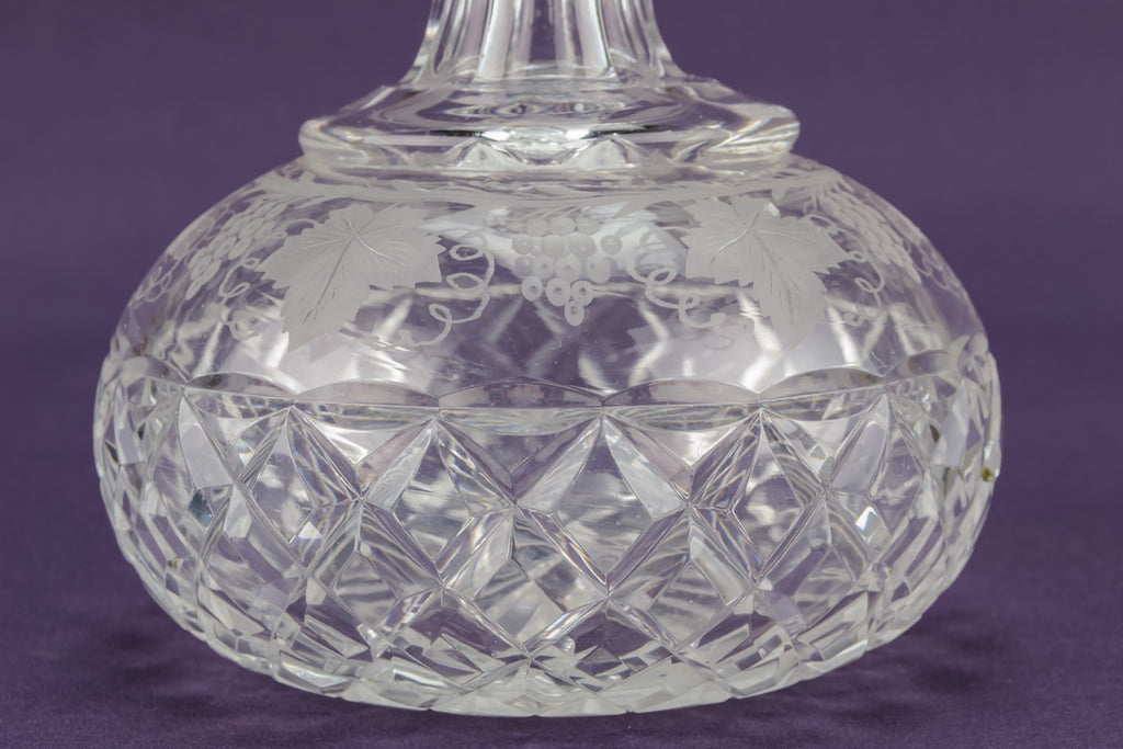 Globular cut glass decanter
