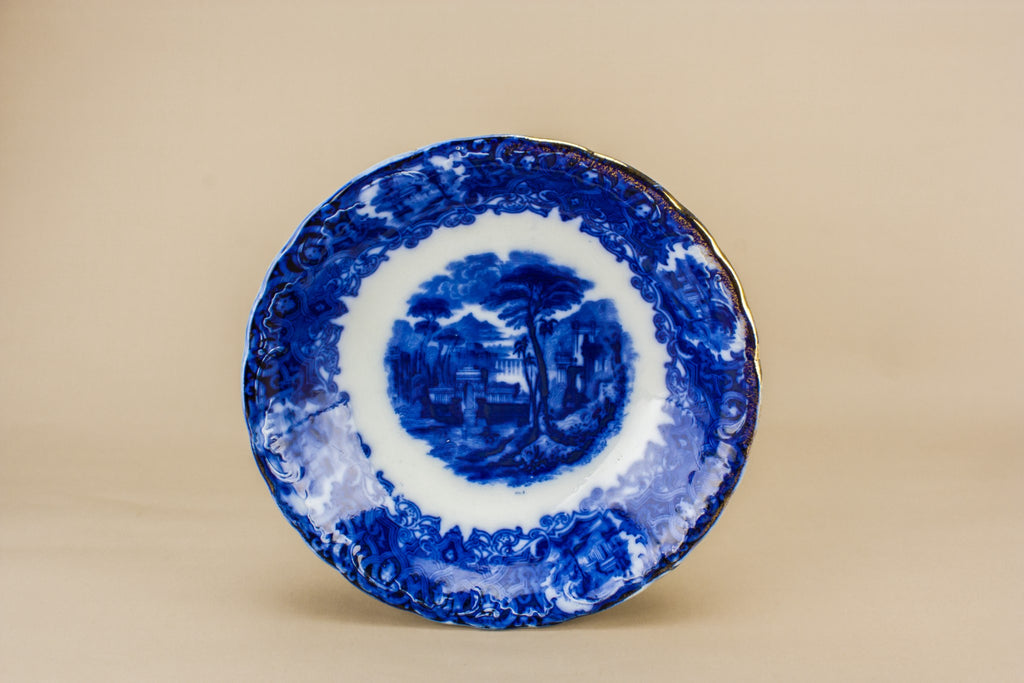 Flow blue serving bowl