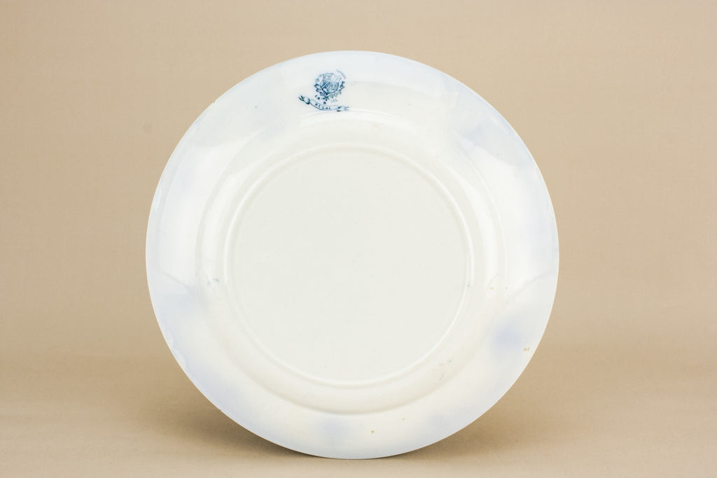 4 blue and white dinner plates