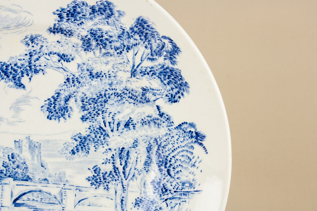 6 blue and white dinner plates
